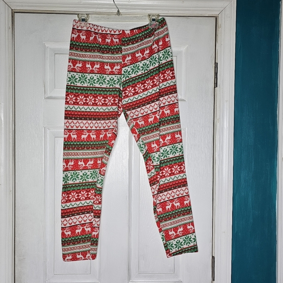 Two Pairs Christmas Fairisle Holiday Leggings Large - Picture 2 of 15